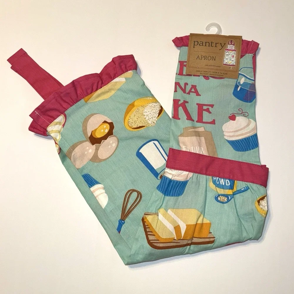 NWT Bakers Gonna Bake Pantry Apron Cupcakes Baking Pink Ruffle One‎ Size